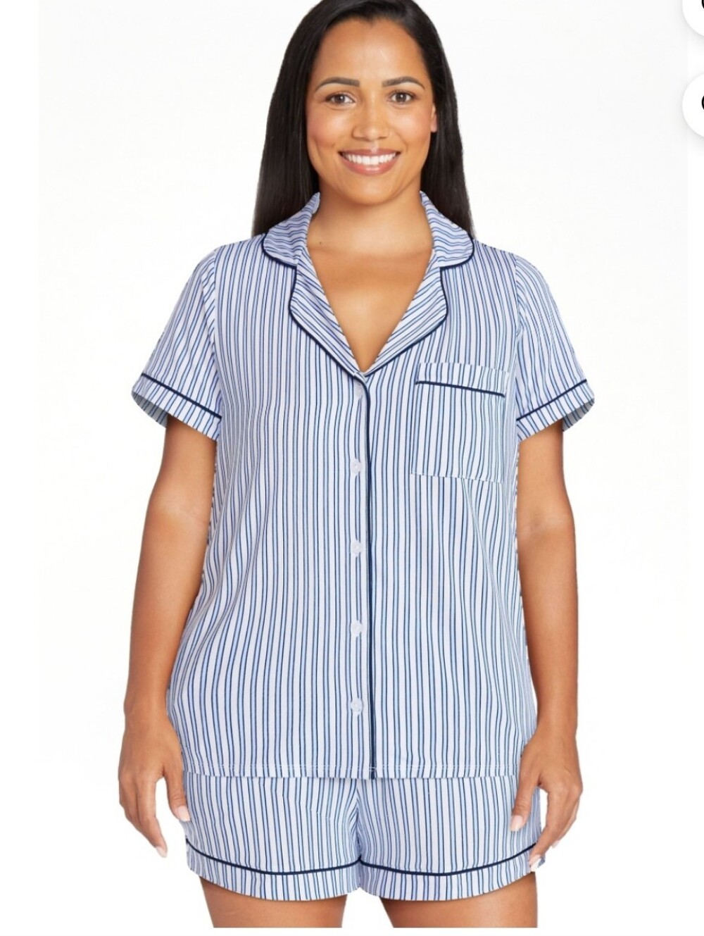 2 piece PAJAMA SET shorts & button front top BRAND NEW JOYSPUN size XL